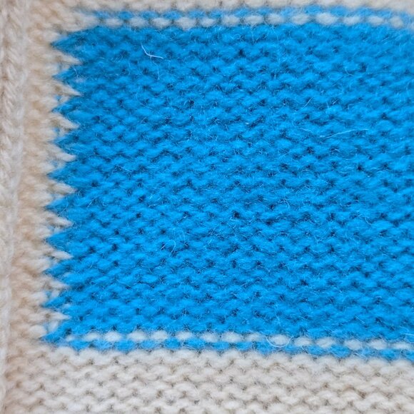 NWOT GAP 100% Lambswool Striped Scarf Tan Blue White - Picture 8 of 8